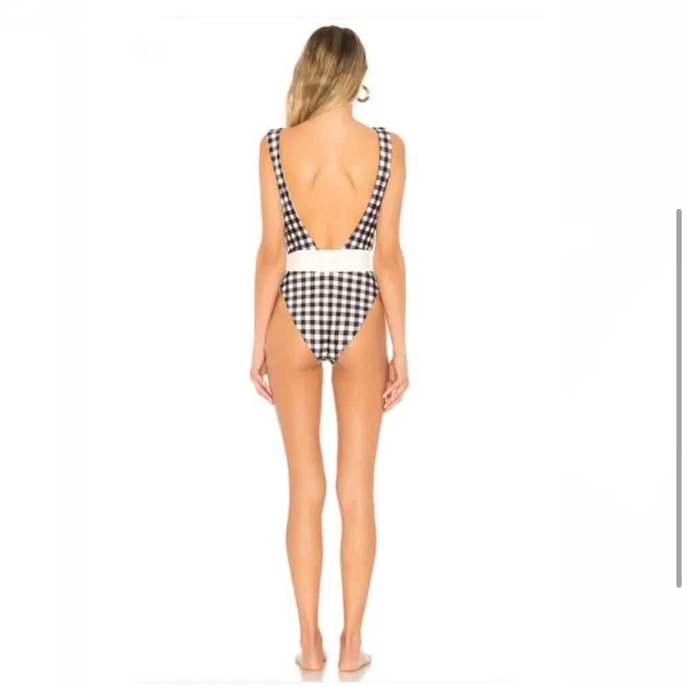REVOLVE, Tularosa Claudia One Piece in Black Gingham **NO TIE